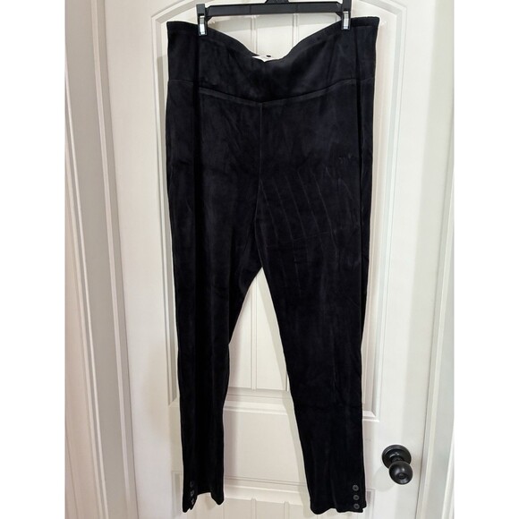 Talbots Women Black Velvet Tapered Leg Pants  Leggings Velour NWT SIZE XL - Picture 1 of 2